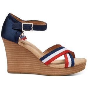 TOMS Women's Strappy Wedge Election Charms Sandals Size 12M Multicolor Red